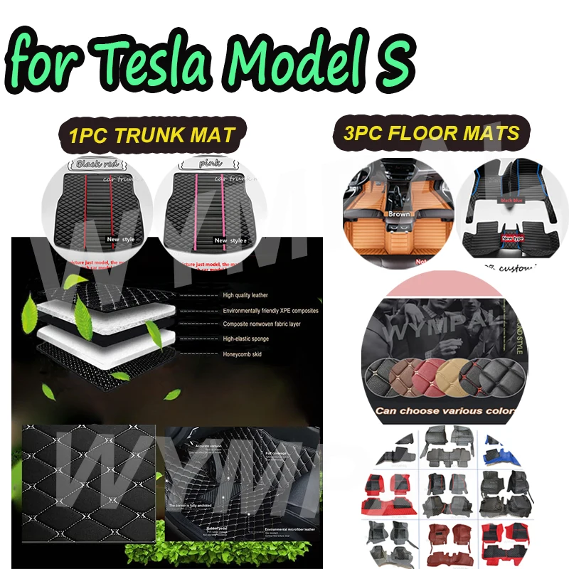 

LUXURY For Tesla Model S 2015 2014 Car Floor Mats Carpets Waterproof Leather Custom Auto Styling Car Accessories Interior