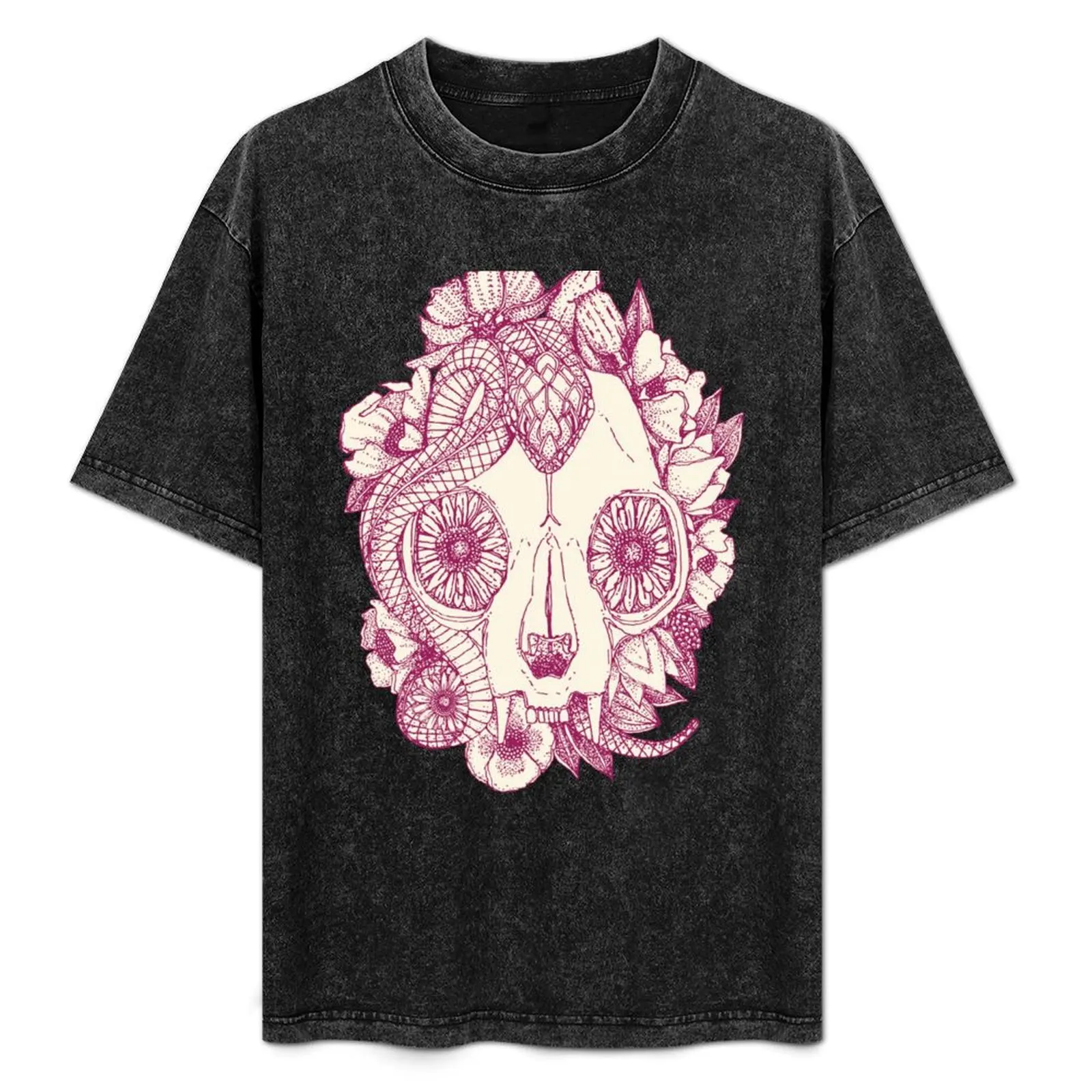 cat skull damask cherry T-Shirt shirts graphic shirts graphic tee blacks mens tall t shirts