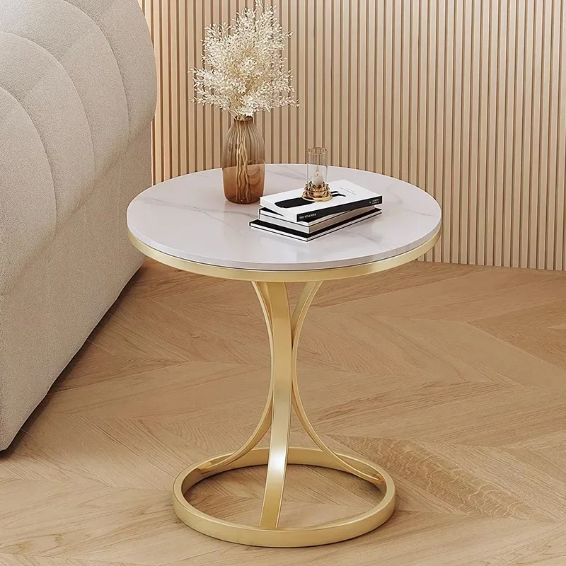 Table Basse Minimaliste Moderne Ronde, Blanc, Or, Tables d'Appoint Uniques, Luxe Simple, Nordique, Meubles de Salon