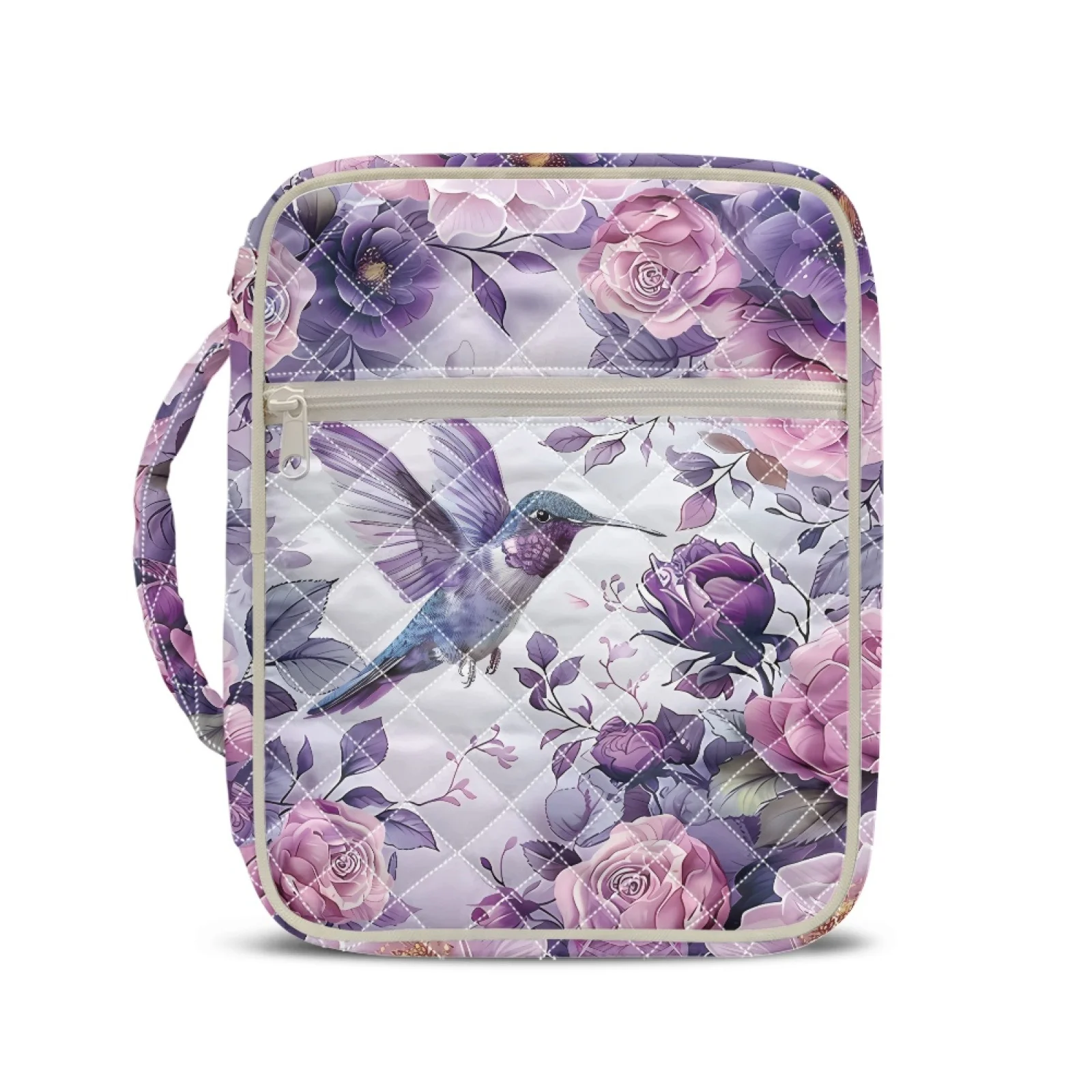 Coloranimal Purple Rose Portable Church Organizer Holder Bag for Daily Use Elastic Polyester Bible Cover Case New Trend