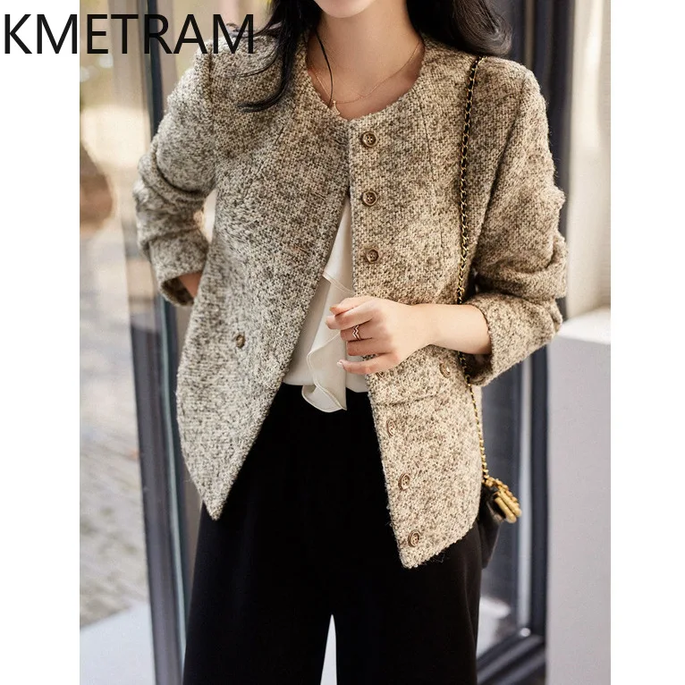 KMETRAM 67% Real Wool Tweed Jackets High Quality New in Outerwear Short Jacket Fall Clothes Women 2024 Chaquetas Para Mujer