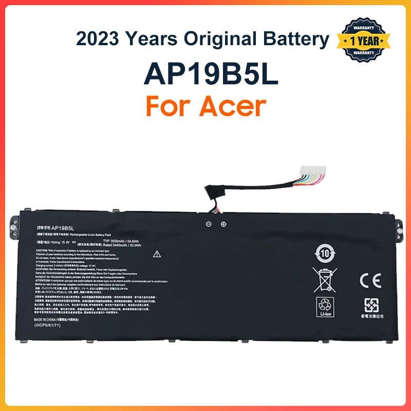 AP19B5L Battery For Acer Aspire A515-44-R5XW A515-43 Sf314-42 SP314-21N-R5FR A515-44-R5XW Vero AV15-51 15.4V 3550mAh