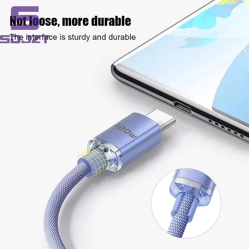 120W 6A Fast Charge USB Type C Quick Charge Cable For Phone Fast Charging Cable Data Cables Charger Wire 0.25/1/1.5/2M