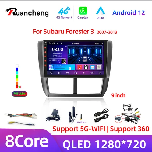 Radio con Android 12 para coche, reproductor Multimedia con Carplay, 2 Din, unidad principal, para Subaru Forester 3 SH 2007-2013, Impreza GH GE