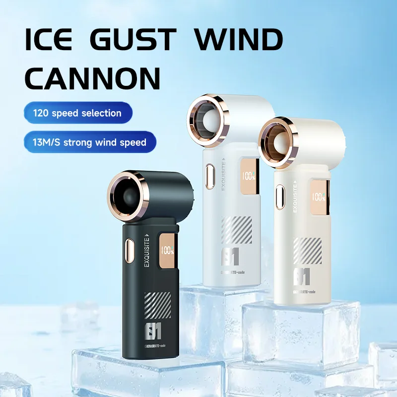 For creative fashion mecha, portable digital display handheld fan，high-speed 120 speed turbo small air cannon