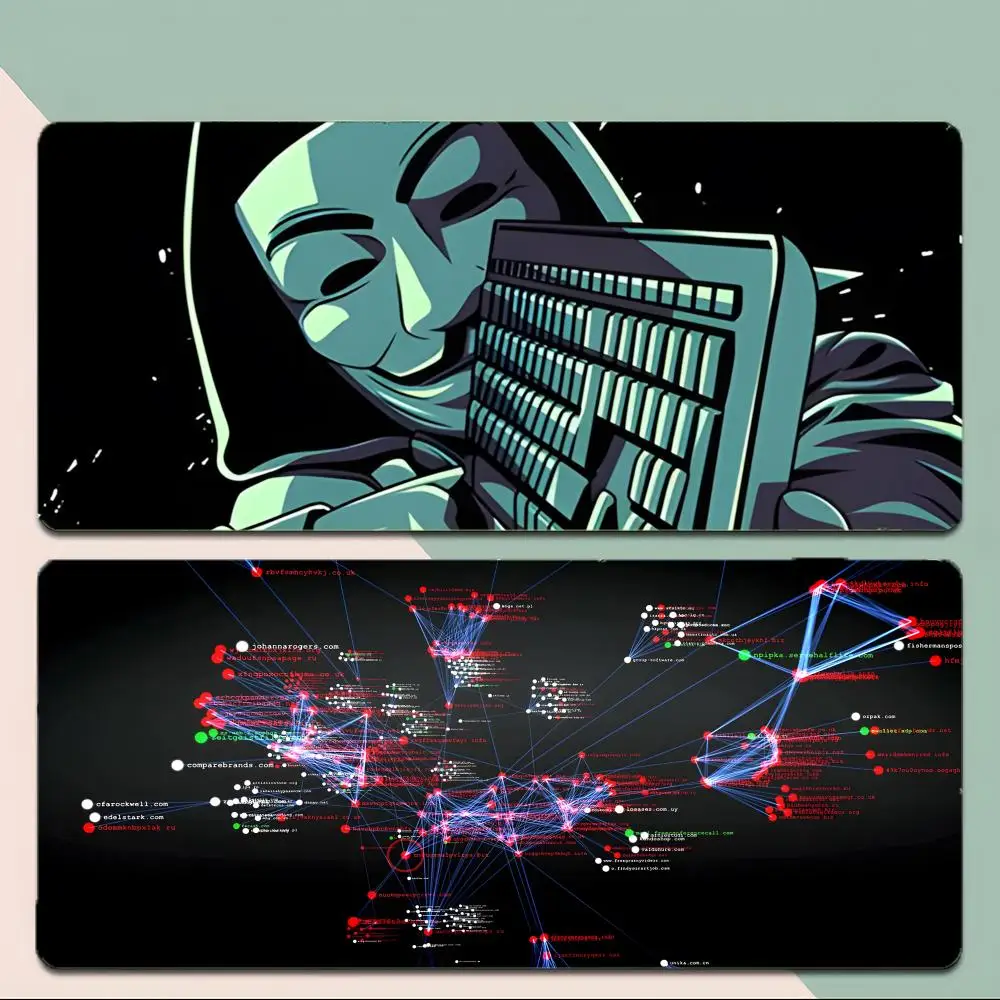 Techy Hacker Computer Code Arts Mouse Pad Thick Stitched Edge Gaming Mousepad Large Non-Slip Desk Mat