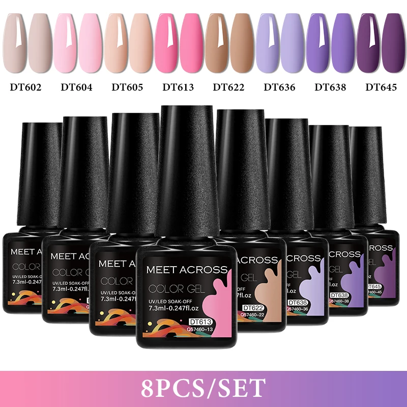 8 قطعة ألوان بريق جيل طلاء الأظافر مجموعة شبه دائم نقع قبالة الأشعة فوق البنفسجية مانيكير جيل للأظافر طويلة الأمد السائل مانيكير الورنيش #4