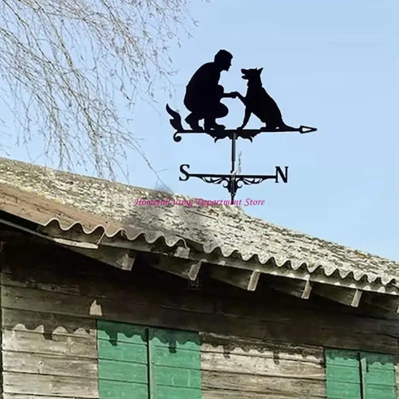  Metal Weather Vane Ornaments Suitable for Gardens Roofs Man and Dog Designs Iron Construction Wind Direction Indicators view 2