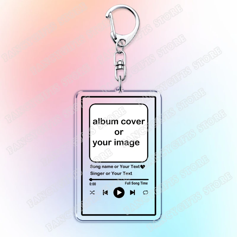 Personalized Music Keychain Custom Singer Song Album Cover Photo Keyring Boyfriend Girlfriend Valentines Birthday Friends Gifts