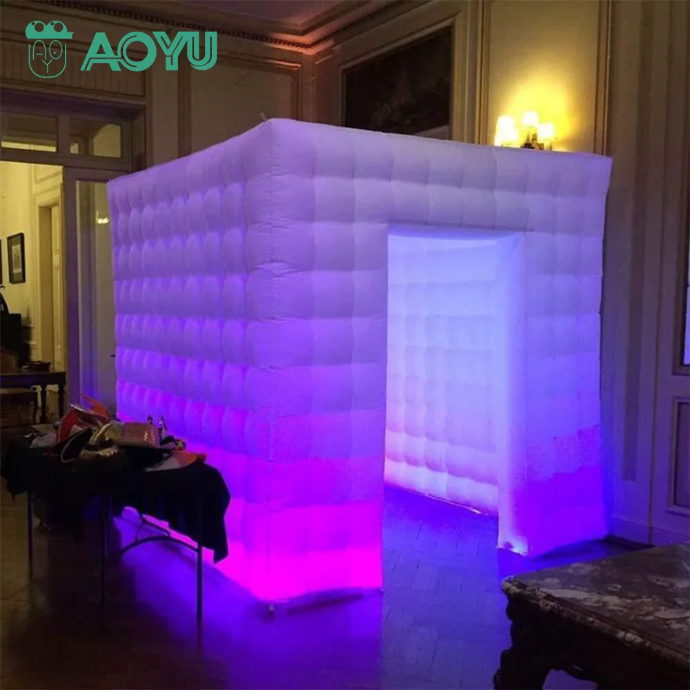 Neon Inflatable Led 360  Photo Booth Cube Tent Enclosure Backdrop Backdrop Stand Wall White Colorful