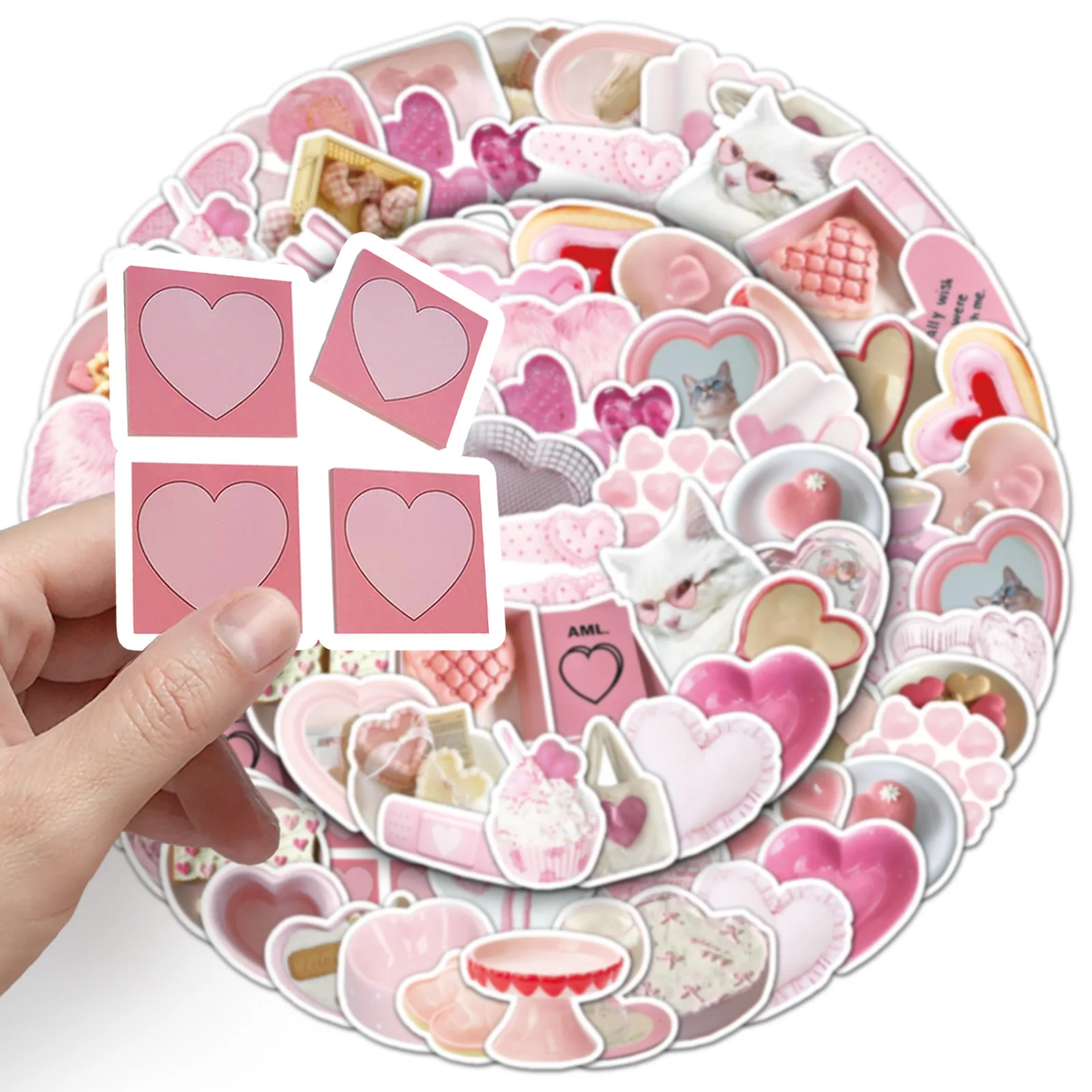 50 قطع الوردي الحب INS نمط ملصقات للماء فتاة شيء الكتابة على الجدران الديكور DIY الغيتار الهاتف المحمول الدراجة الثلاجة الشارات