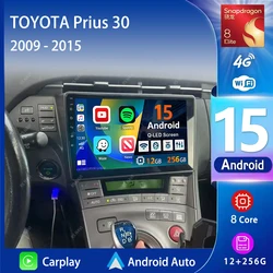Android 16 Carplay Auto Car Radio Multimedia Player 2K Screen For TOYOTA Prius 30 2009-2015 Autoradio GPS Stereo 2din Head Unit