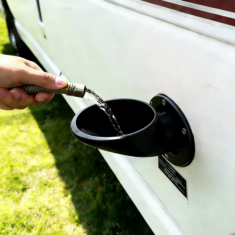 Water Filler Funnel for Campers Campervans RV Caravan Tent Travel Trailers Pop-up Campers Reduces Splashes Manual Water Filling view 6