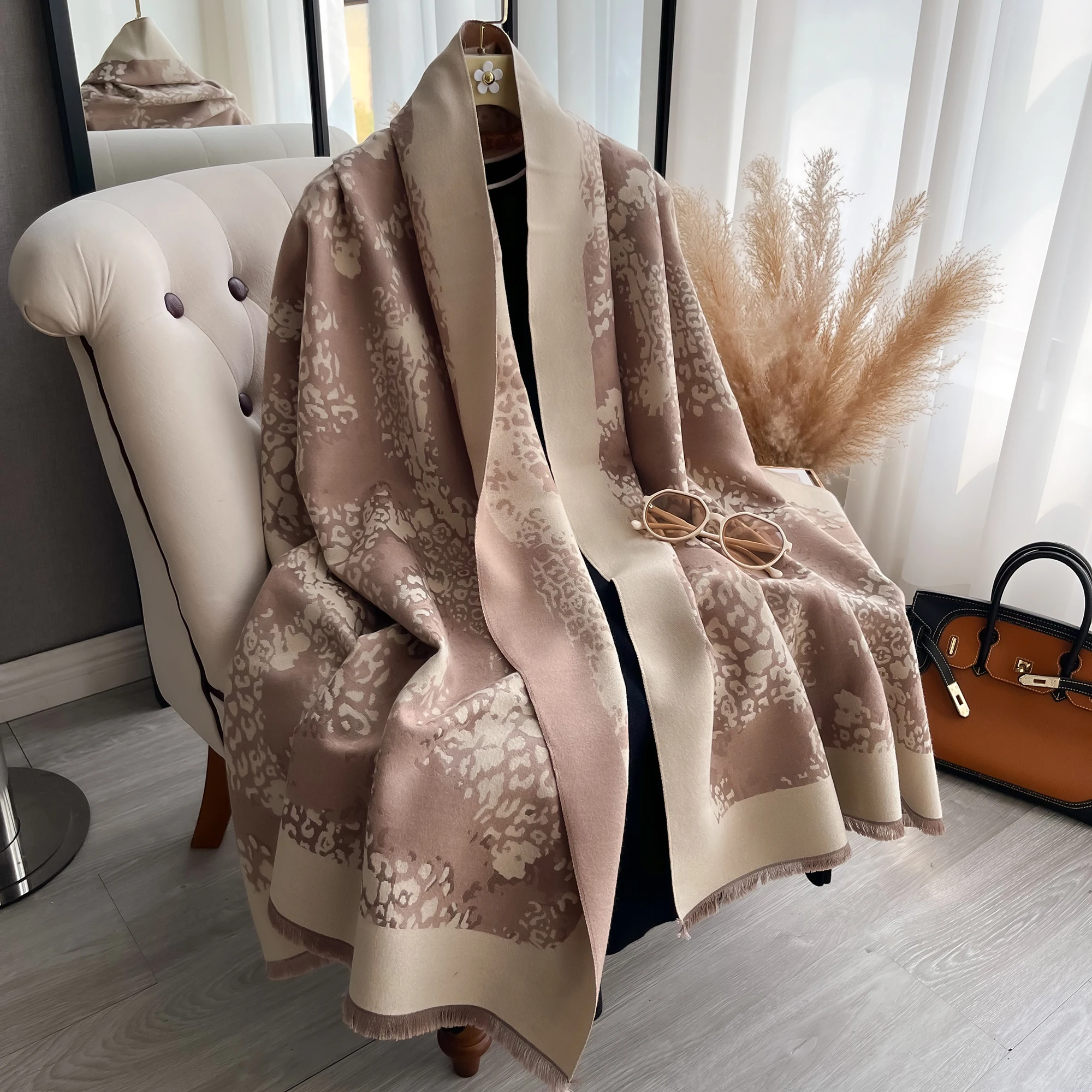 

Зимний теплый кашемировый шарф для женщин, роскошное одеяло из пашмины, толстая шаль, шейный платок, модное пончо Bufanda Echarpe 2024