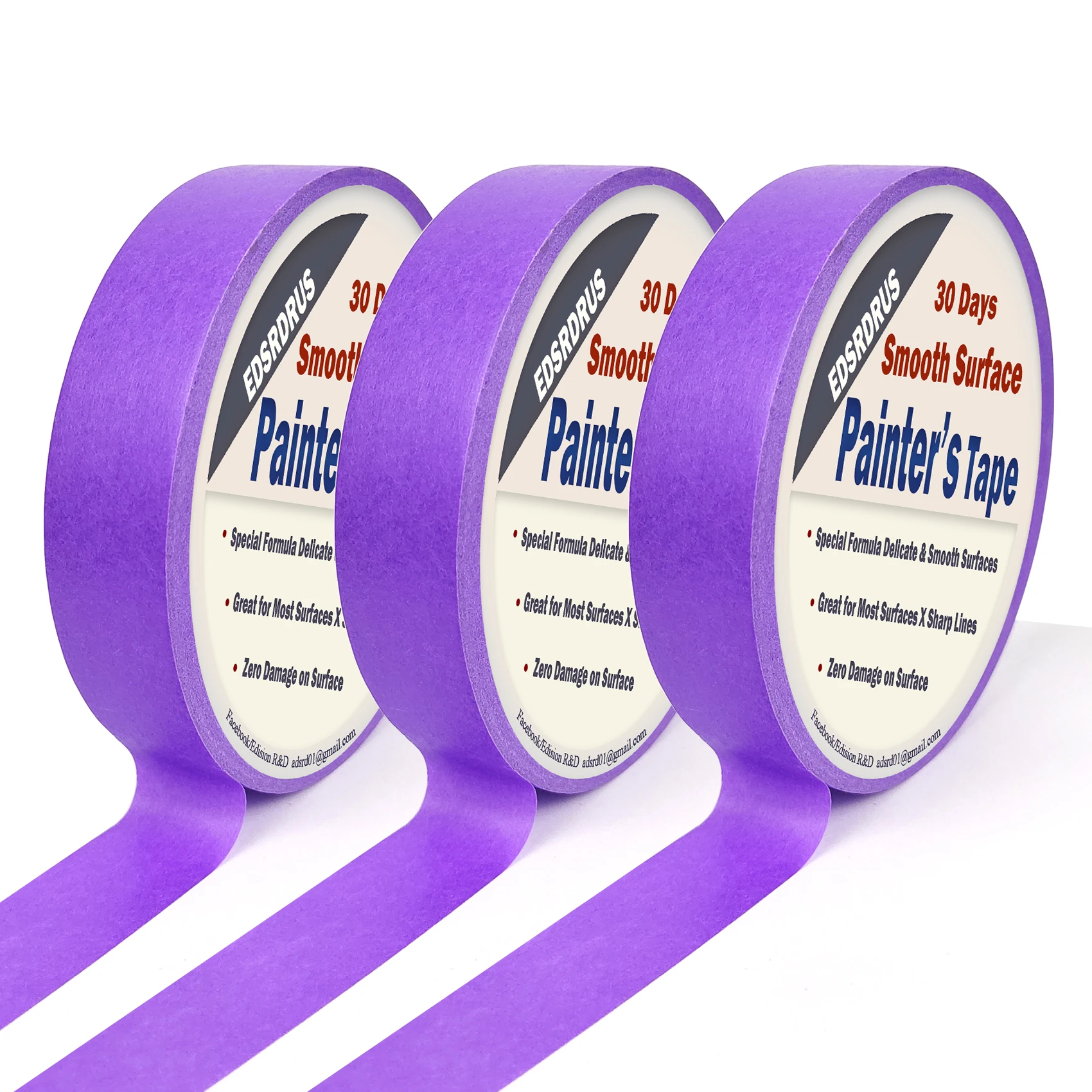 

EDSRDRUS Painter’s Tape 3-Pack Green Masking Tape Smooth Surfaces Easy-Tear Wall Painting Tape Water Resistant