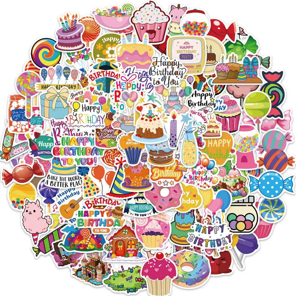 Waterproof Stickers Suitcase Stickers Vibrant Cartoon Candy Stickers Self-adhesive Waterproof Decals for Laptops Skateboards