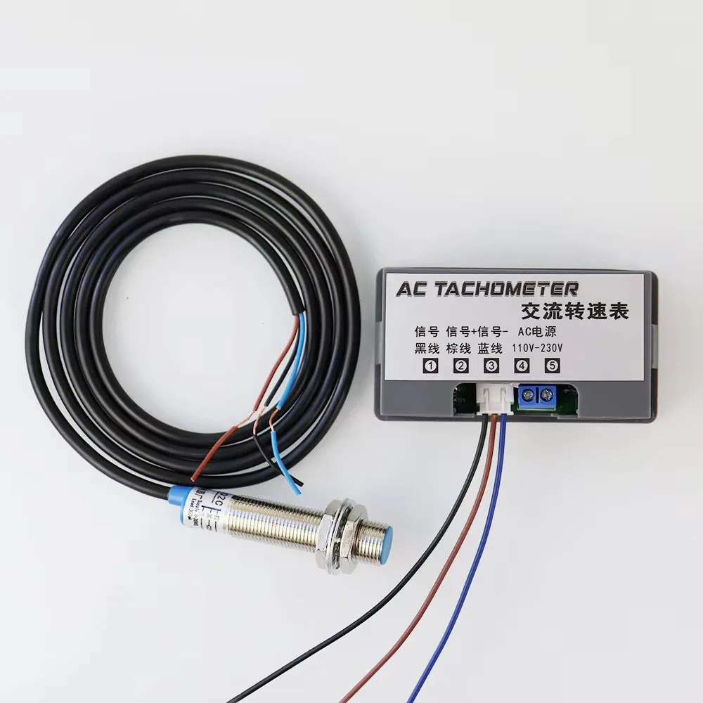 220V 110V AC Tachometer 4 Digit LED Digital Display Motor Tachometer With Hall Sensor Magnet Ac Tachometer Set High Quality