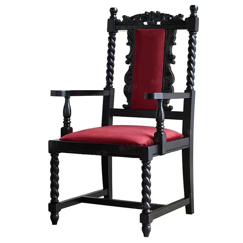 

American solid wood velvet home dining chair, study retro backrest chair