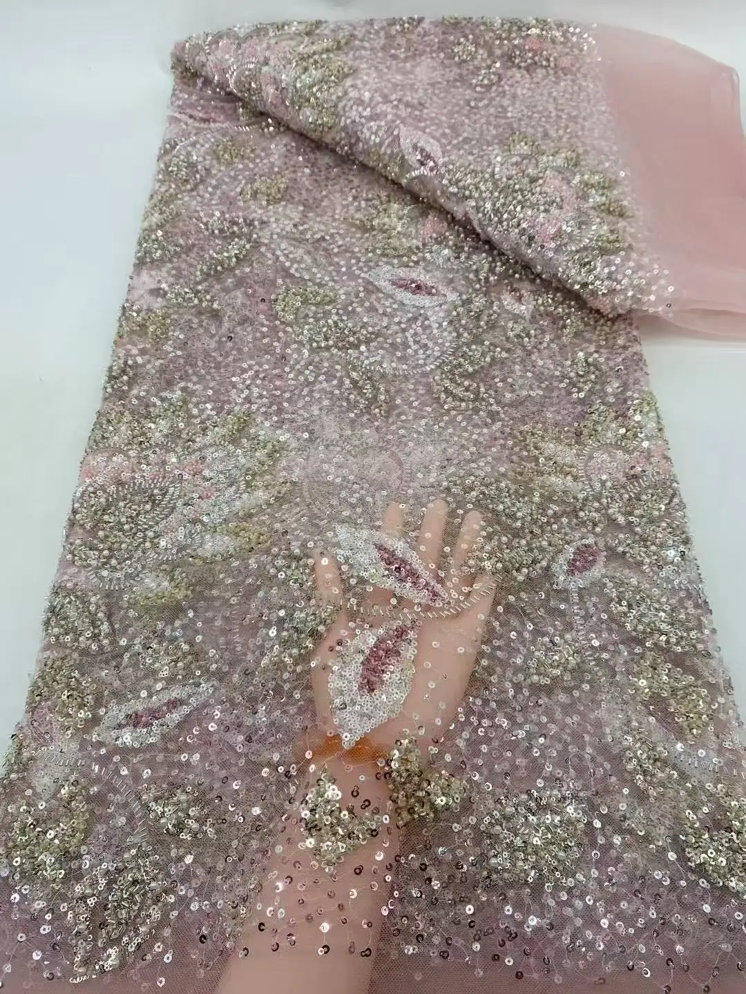 African Bridal Lace Fabric 2025 Sequins Beaded Embroidery Nigerian Groom High Quality French Tulle for Wedding Party