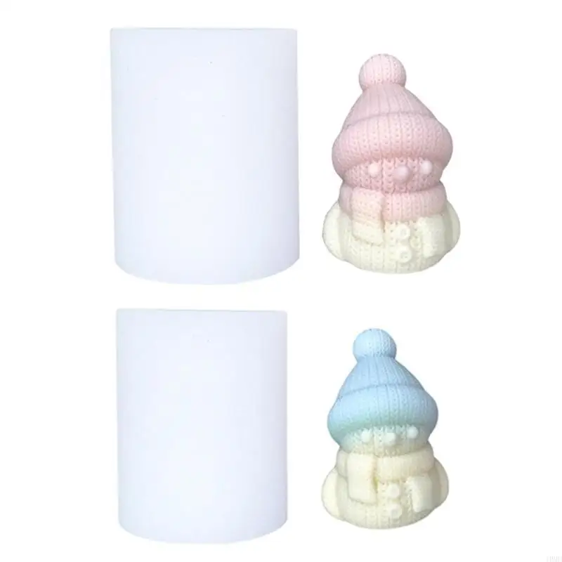 Snowman Silicone Mould Featuring Knittef Detail Easy Cleaning for Handmade Craft Holiday DIY Projects JOMD