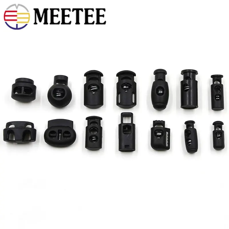 50/100Pcs Plastic Drawstring Cord Lock Jacket Black Spring Stopper Toggle Buckle Hoodie Backpack Rope Buckles Sewing Accessories