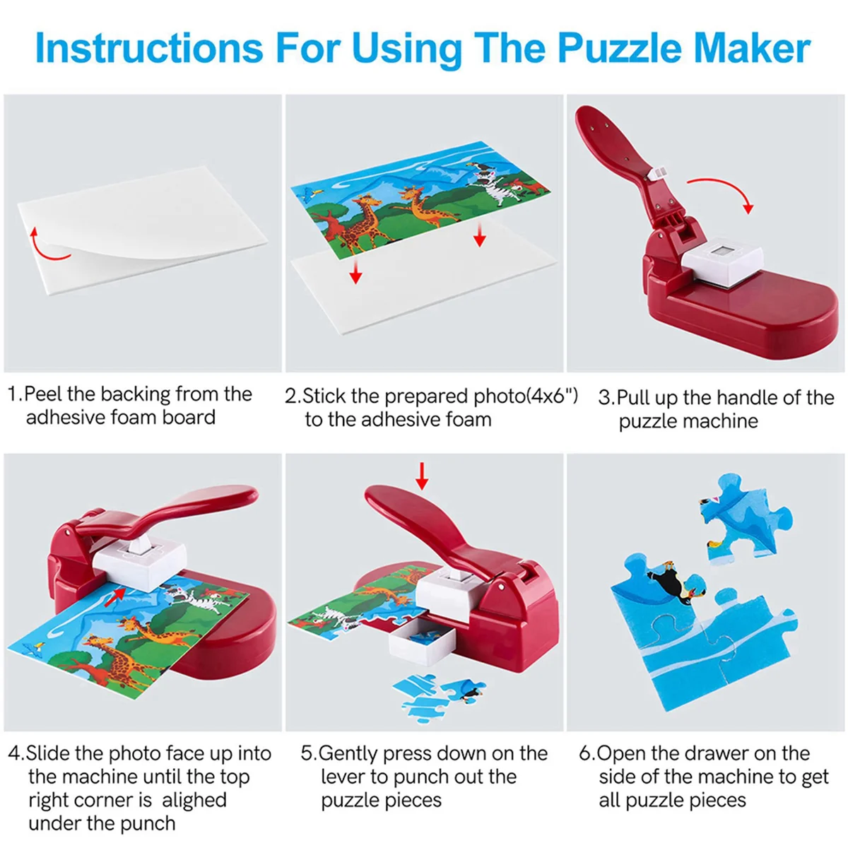 Red-Jigsaw Puzzle Maker Machine Embossing Flower Punch Children's Educational Toys DIY Handmade Materials