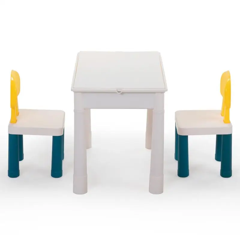 

Kids Activity Table and Chairs Set, Building Block Table with 100PCS DIY Blocks, Dining and Study Desk for Toddlers and