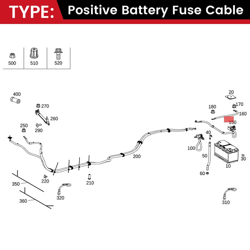 A82M-A 4635400104   Кабель аккумулятора для Mercedes-Benz G W463 Положительный аккумуляторный кабель A 4635407104   Автомобильные аксессуары
