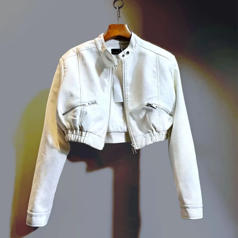 

Y2k American Black Gothic Motorcycle Jacket Fashion Casual Slim Short Jacket Women Spring Autumn Zipper Hip Hop Streetwear