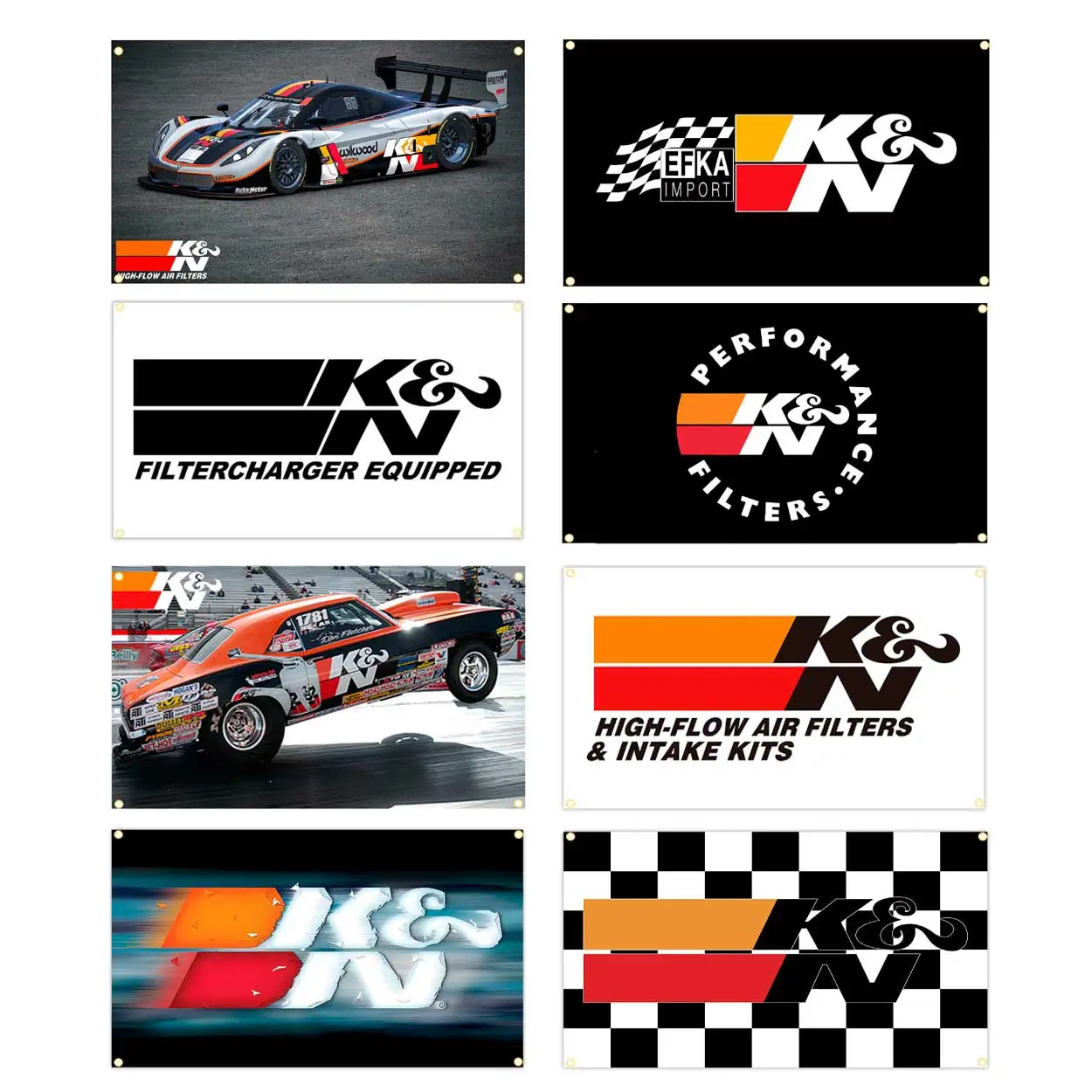 60x90cm/90x150cm K&N Flag Race Tapestry Banner Garage Or Outdoor Decoration For Auto Enthusiasts