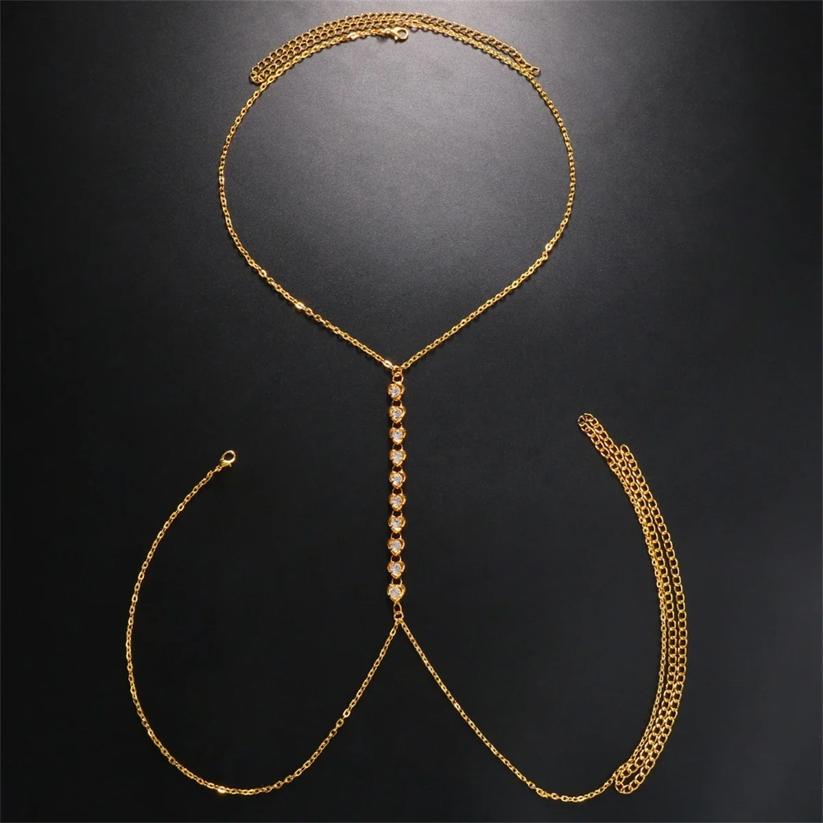 Sparkling Zircon Heart Spliced Choker Waist Body Chain For Women Elegant Love Heart Chest Belly Chain Summer Versatile Jewelry view 5