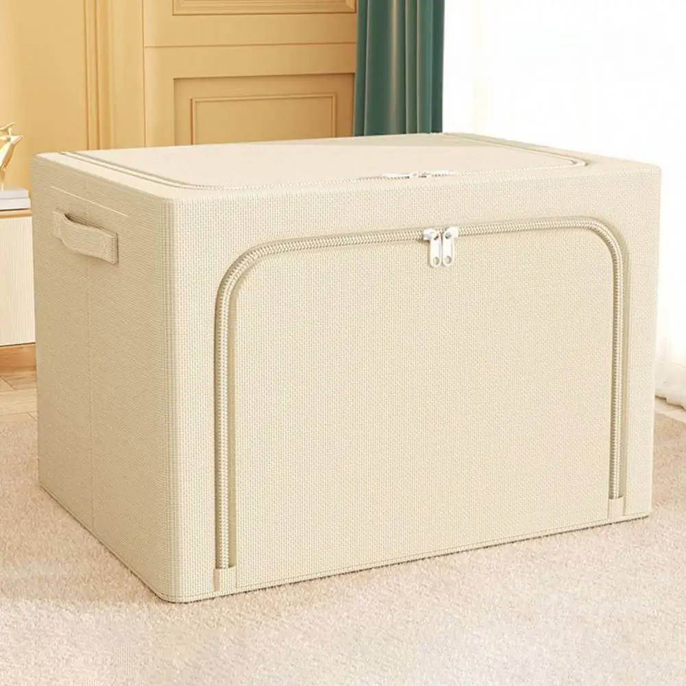 24L 40*30cm Oxford Cloth Clothes Storage Box Foldable Storage Container With Clear Transparent Window And 2-Way Zipper For Home