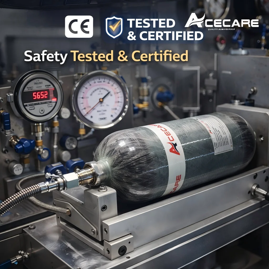 ACECARE 9L CE Carbon Fiber Cylinder HPA Tank 4500Psi 300Bar Diving Bottle Fill Station Valve Charging Regulator Valve M18*1.5 view 6