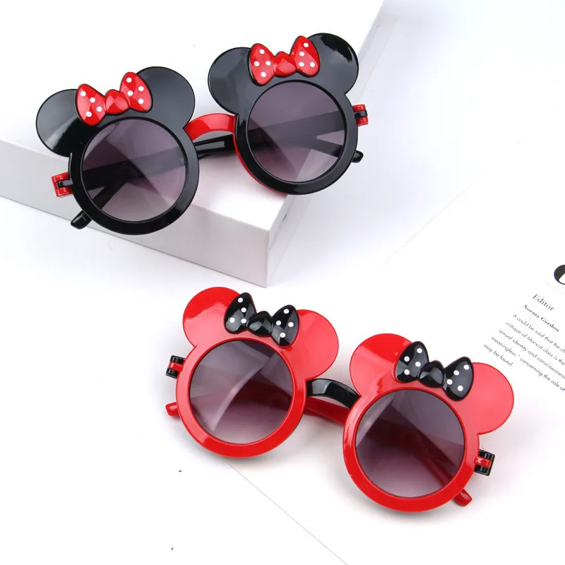 Children Sun Glasses Cute Cartoon Clamshell Minne Ultraviolet-proof Glasses Shading Mirror Kids Gifts Dropshipping