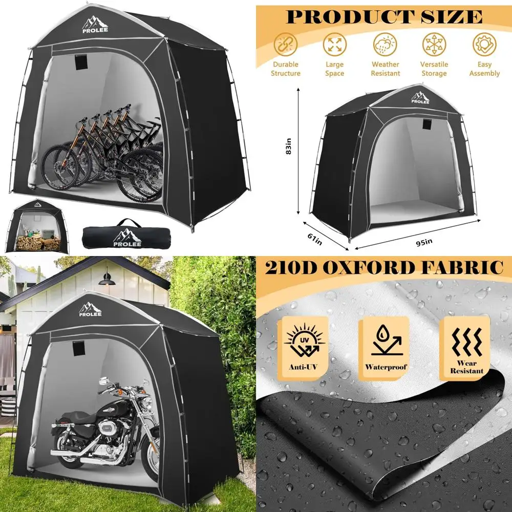 

Waterproof Oxford Fabric Bike Storage Shed for Outdoor Use, Accommodates 4 Bikes, 7.3 x 5ft Garden Storage Solution