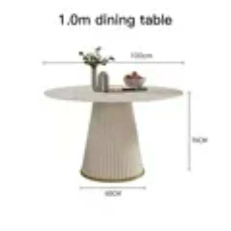 Modern Simple Light Luxury High-End Rock Slab Round Kitchen Table Household Marble Dining Table And Chair Combination