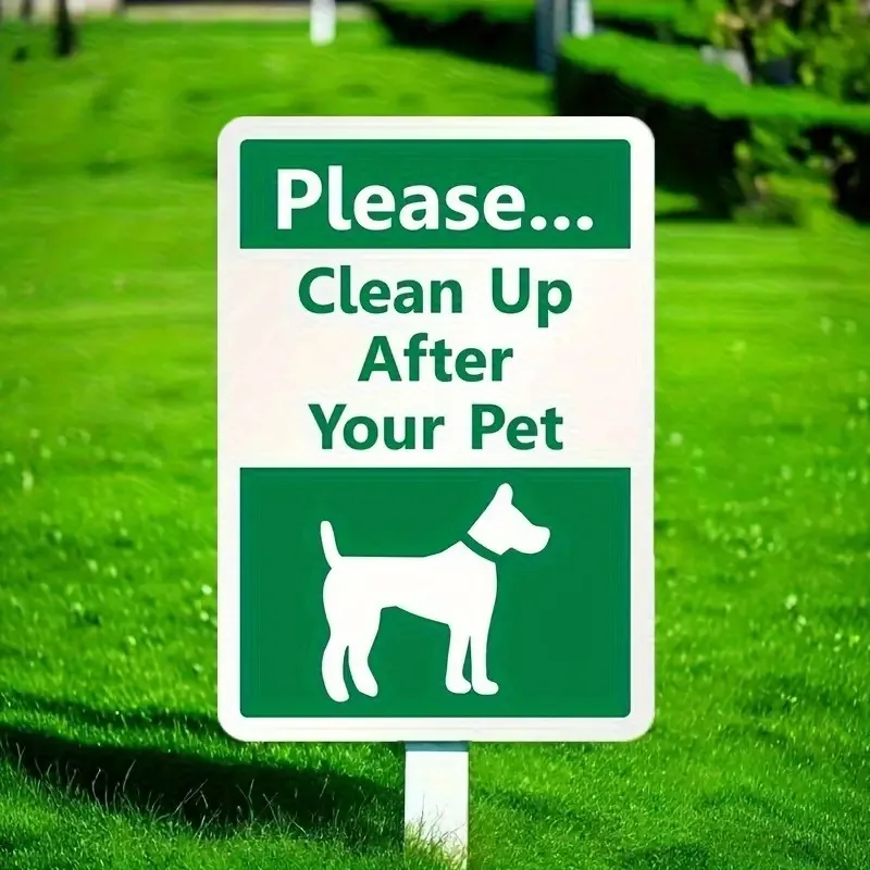 2D Flat- Sturdy Metal Dog Poop Collection Aluminum Sign- Wall-mounted Outdoor Area Waste Prevention Notice Board