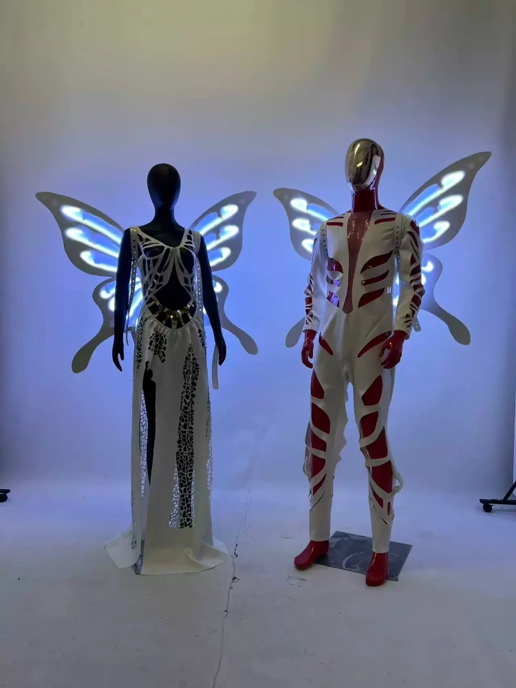 Led Glowing Wing Costume High-tech Space High-altitude Prop Party Stage Nightclub Stage Clothes Halloween Cosplay Suit