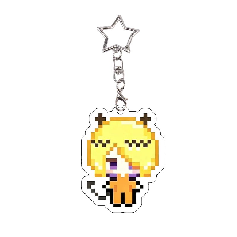 Pixel Acrylic Keychain Welcome To Demon School! Iruma-kun Clara Valac Alice Asmodeus Anime Character Keyring Charm Pendant Gift