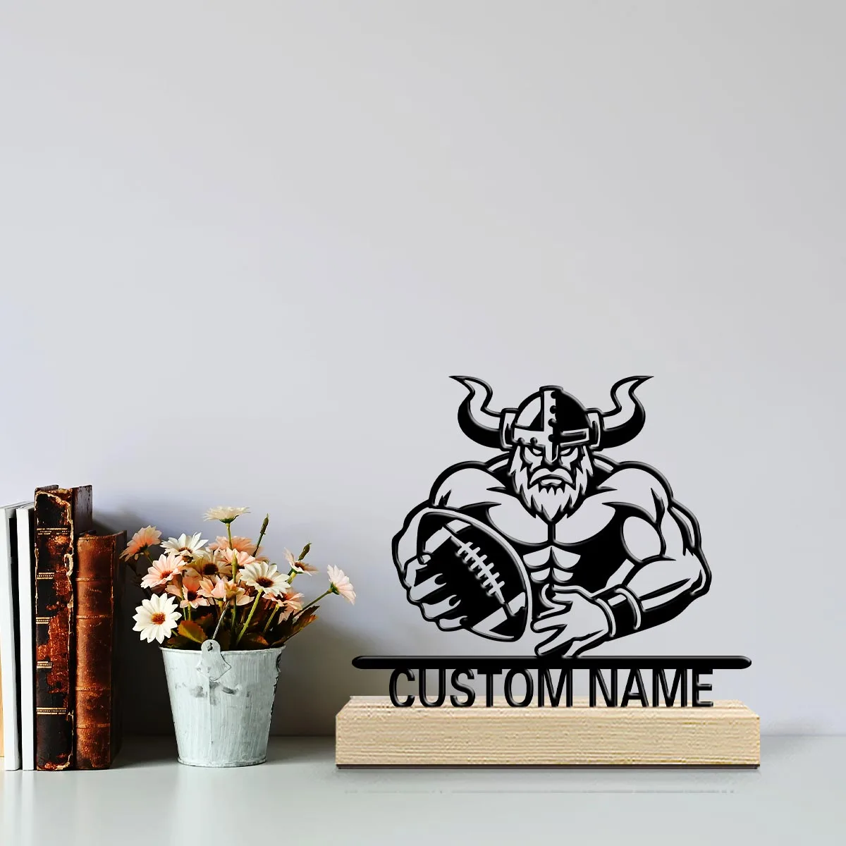 1pc Unique Personalized Metal Statue Ornaments Customizable Content Equipped with Wooden Base Art Decoration, Desktop Decoration
