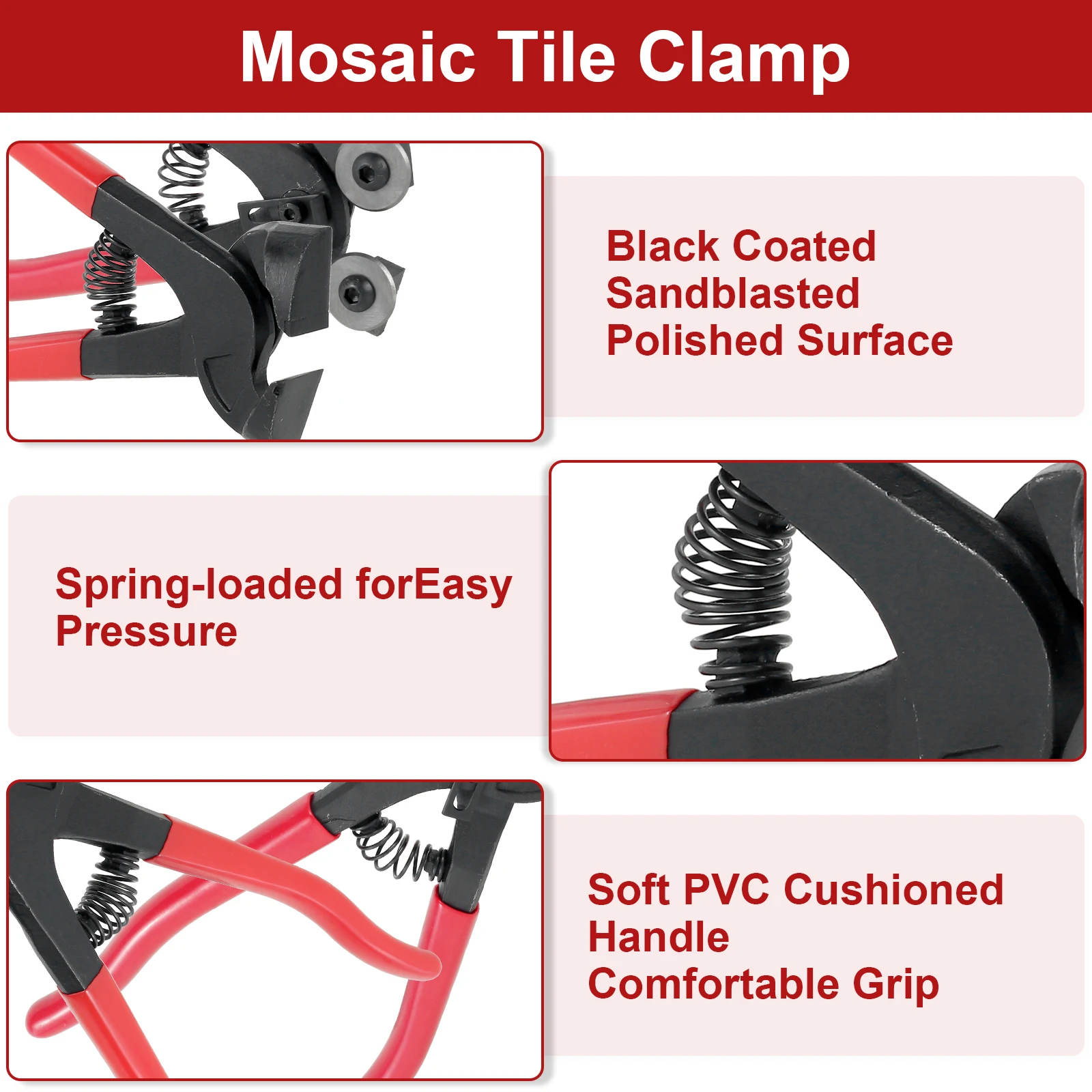 مجموعة كماشة بلاط زجاجي 1/2 قطعة مع مقبض نونسليب قراص فسيفساء زجاجية عالي التحمل وقراص بلاط سيراميك عالي الدقة للقطع