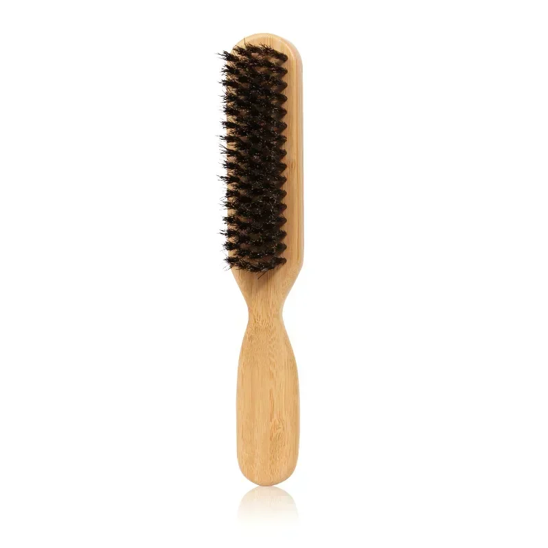 Wood Handle Boar Bristle Cleaning Brush Hairdressing Beard Brush Anti Static Barber Hair Styling Comb Shaving Tools for Men