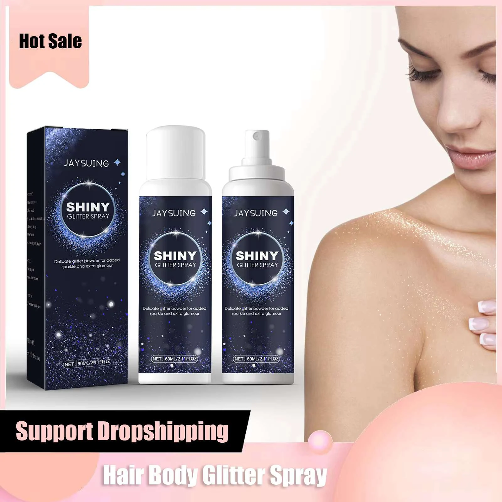 바디 글리터 파우더 오래 지속되는 반짝임 파티 메이크업 방수 헤어 의류 샤이니 하이라이터 파우더 스프레이 하이 글로스