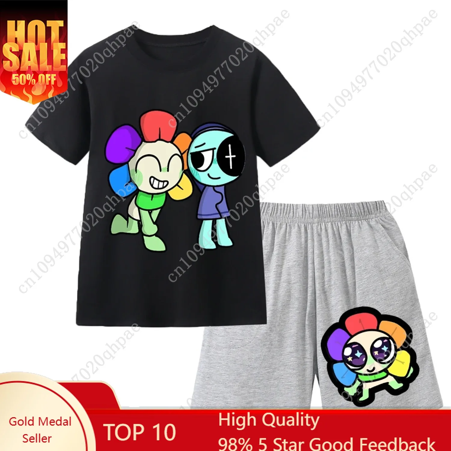 

Girls Dandys World T-Shirt Set Kids Cartoon Cotton O-Neck Tees Suits Anime Game Short Sleeve + Pants 2pcs Boys Tops Gifts