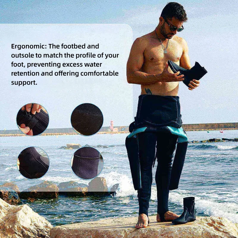 Neoprene Diving Boots for Adults, Wetsuit Booties Anti-Slip Sole Scuba Diving, Snorkeling, Rafting, Windsurfing, 5mm