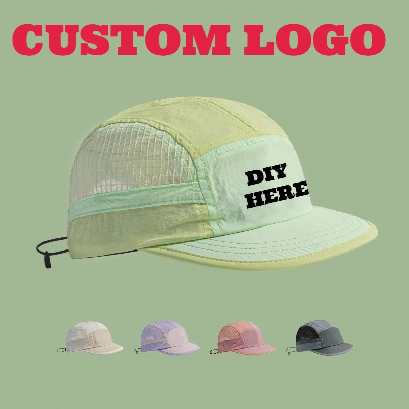 Customized Printed Logo Mesh Breathable Baseball Cap Summer New Sun Protection Visor Outdoor Running Sport Hat for Men and Women