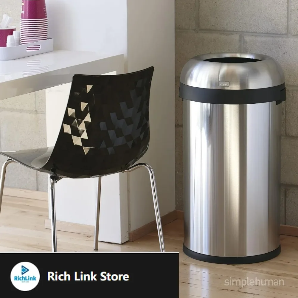 

80-литровый/1,1 галлонов мусорный бак с открытым верхом, тяжелый калибр коммерческого класса, матовая нержавеющая сталь