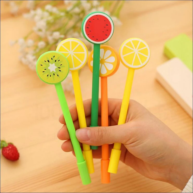 36 Pcs of Fruit Style Neutral Pen Cute Candy Colored Lollipop Creative Water Pen Signature School Supplies Back To School