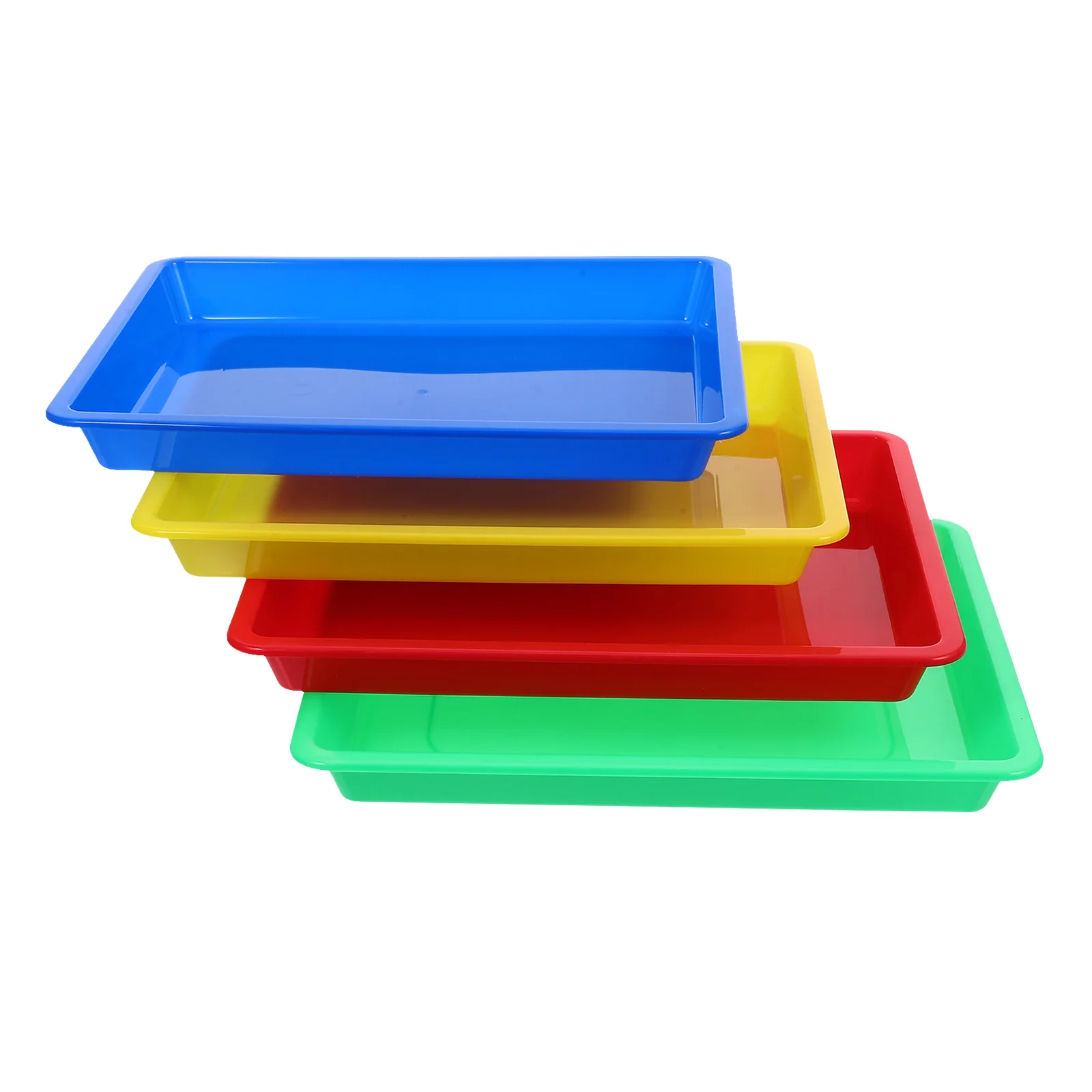 

4pcs Plastic Colorful Trays Multi-Functional Storage Tray Kids Stationery Organizer Sand Craft Classroom Supplies Pp Sensory