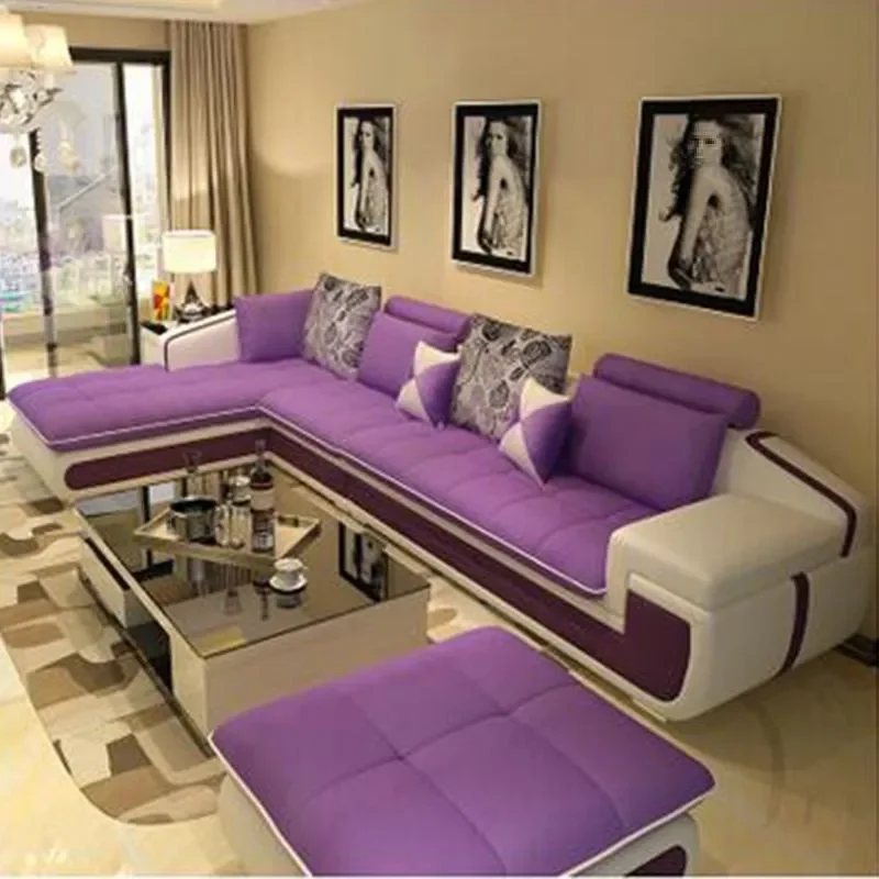 Modern Fabric Corner Sofa Set Washable Cotton Blend Sectional Couch for Living Room Simple Design Detachable Cover Furniture